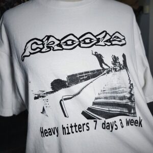 Crooks and Castles T Shirt Heavy Hitters Skateboarding Graphic White Mens XL Tee